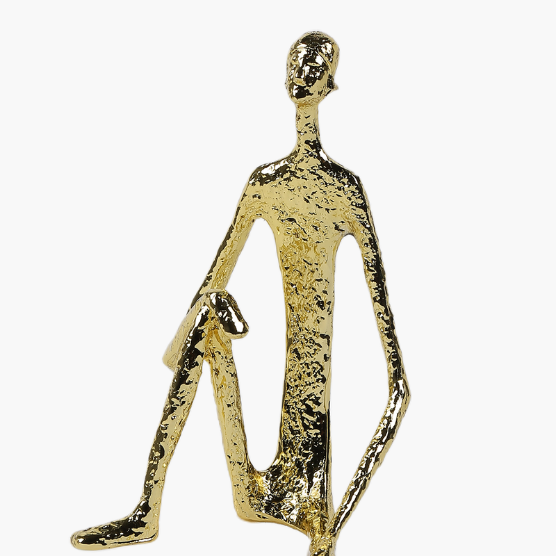 Oturan İnsan Figür Obje Gold 12X10X26cm