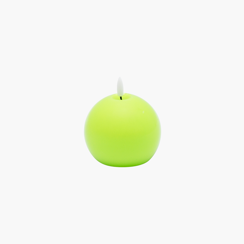 Yuvarlak Led Işık Yeşil Mum 9cm