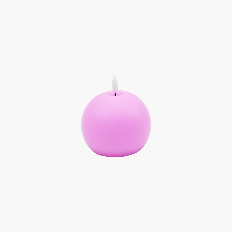 Yuvarlak Led Işık Pembe Mum 12cm