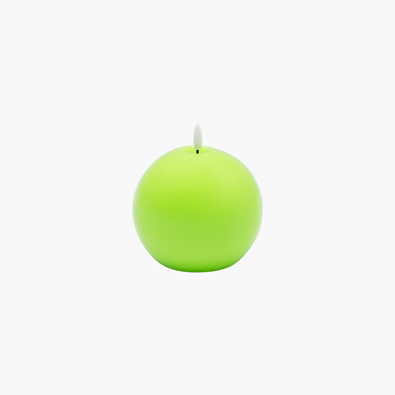 Yuvarlak Led Işık Yeşil Mum 12cm