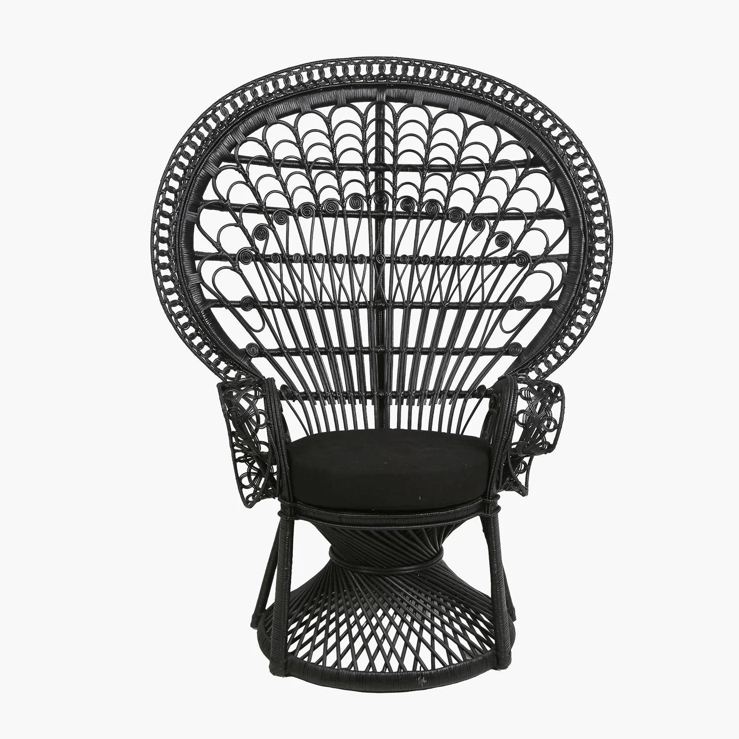 Peacock Siyah Rattan Sandalye – 115x65x150 cm