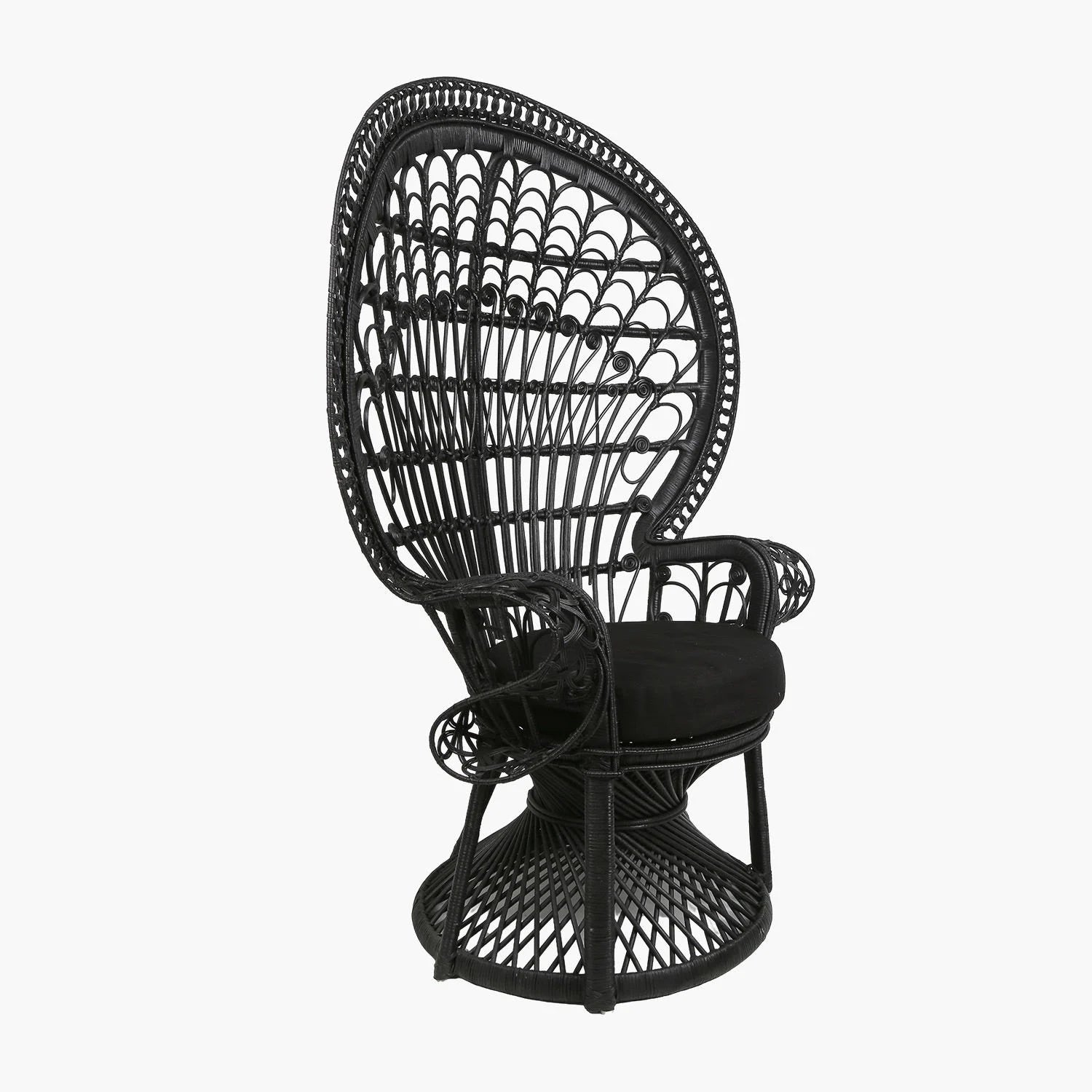 Peacock Siyah Rattan Sandalye – 115x65x150 cm