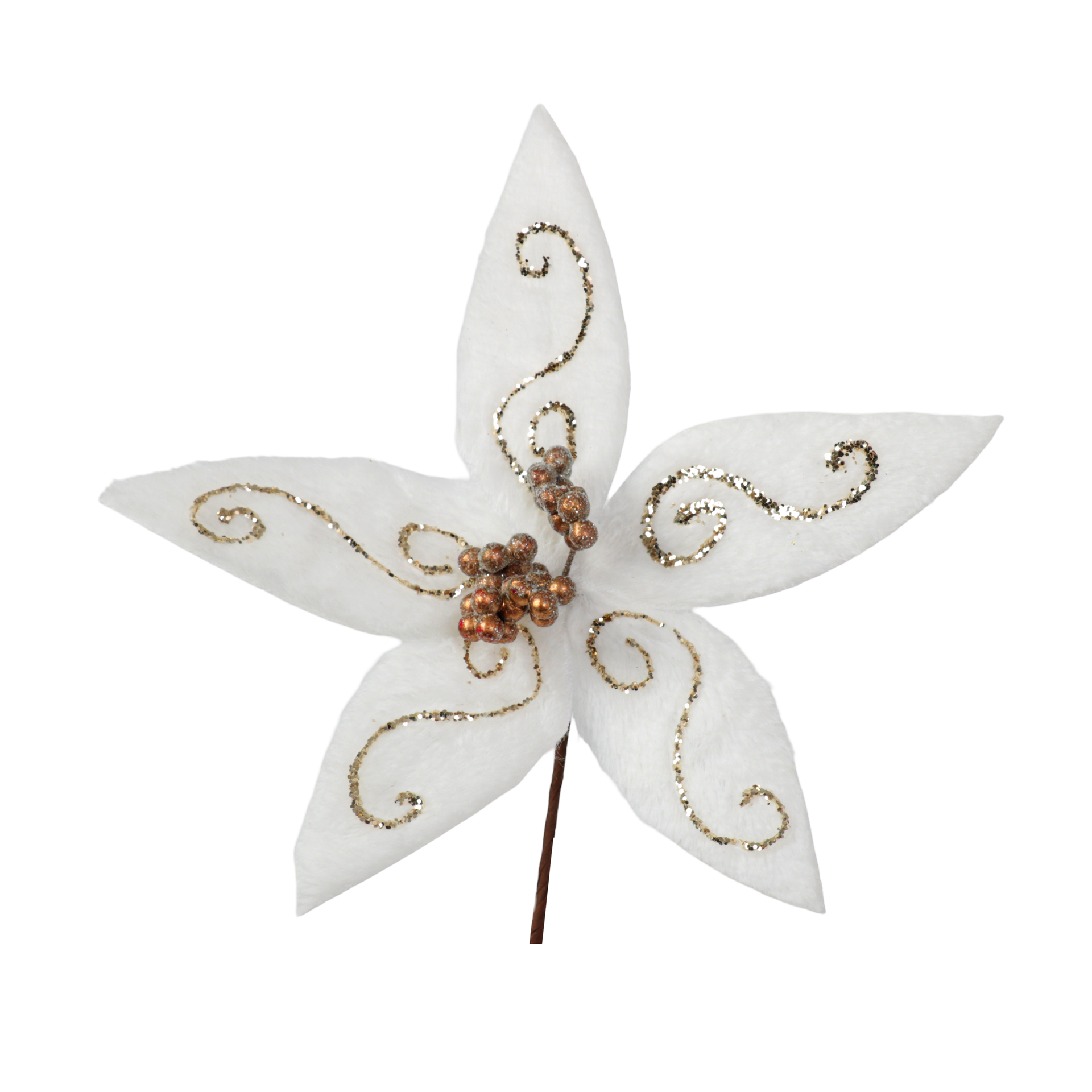 JC Beyaz Simli Çicek Ağaç Süsü 29cm