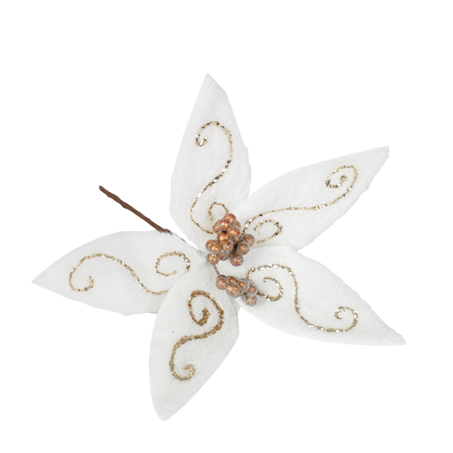 JC Beyaz Simli Çicek Ağaç Süsü 29cm