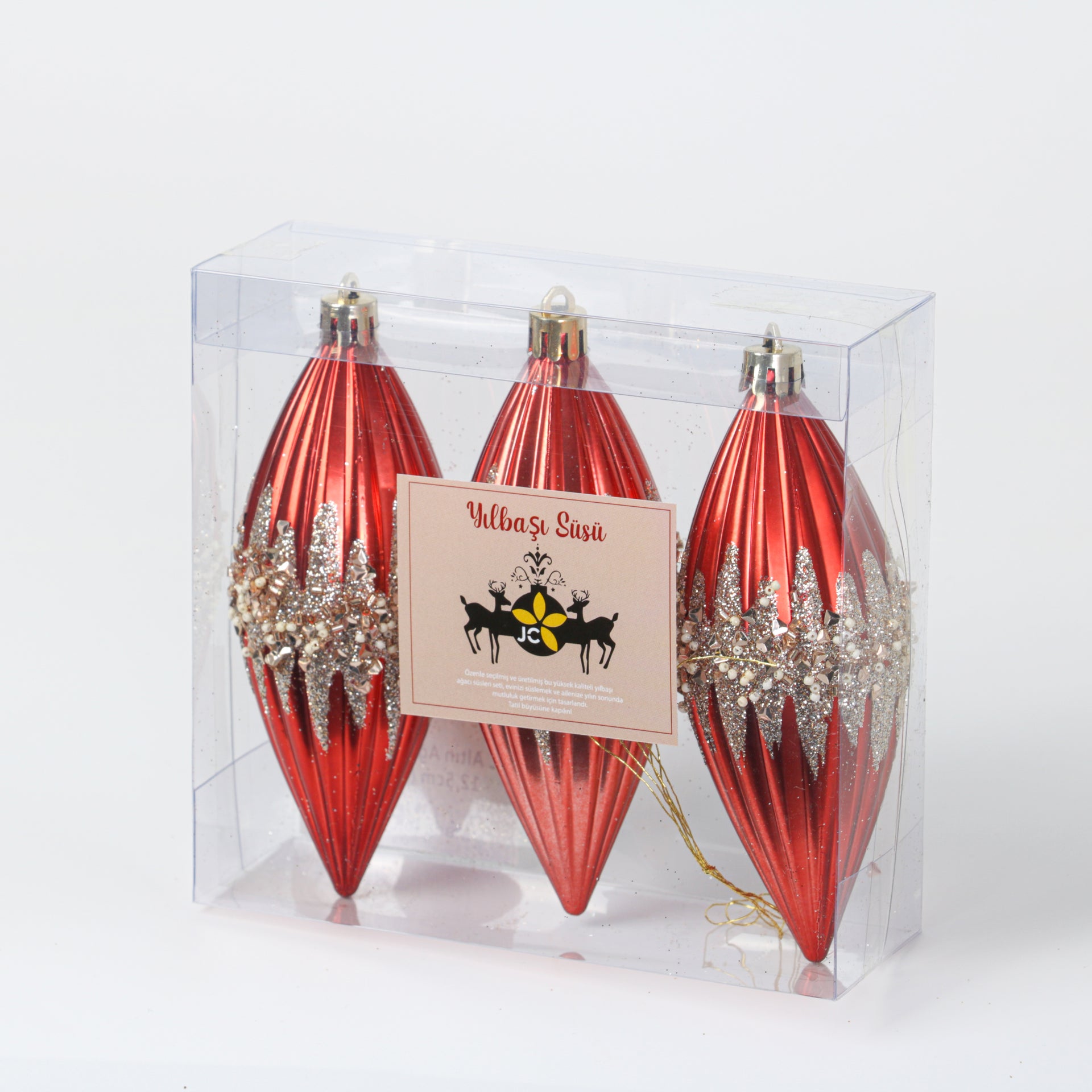 JC Altın Ağaç Süsü Seti 12,5cm (3 Parça)