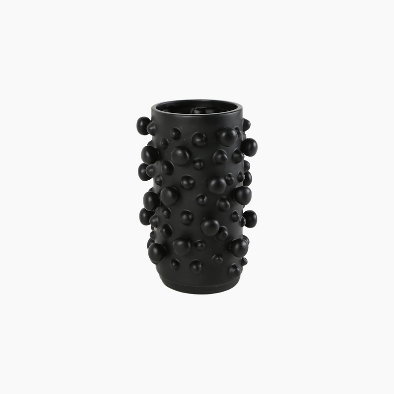 Ceramic Dotted Vase, Black, 19x28cm