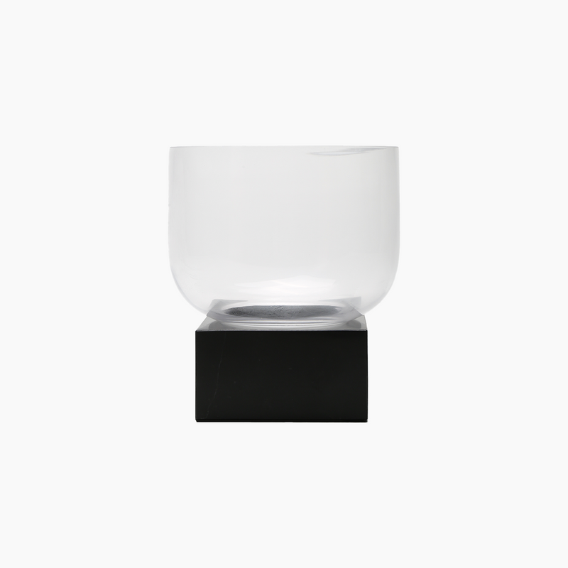 Glass Vase with Marble Stand, 20x22cm