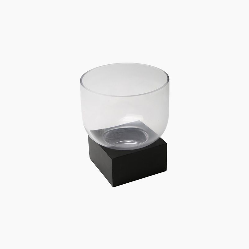 Glass Vase with Marble Stand, 20x22cm