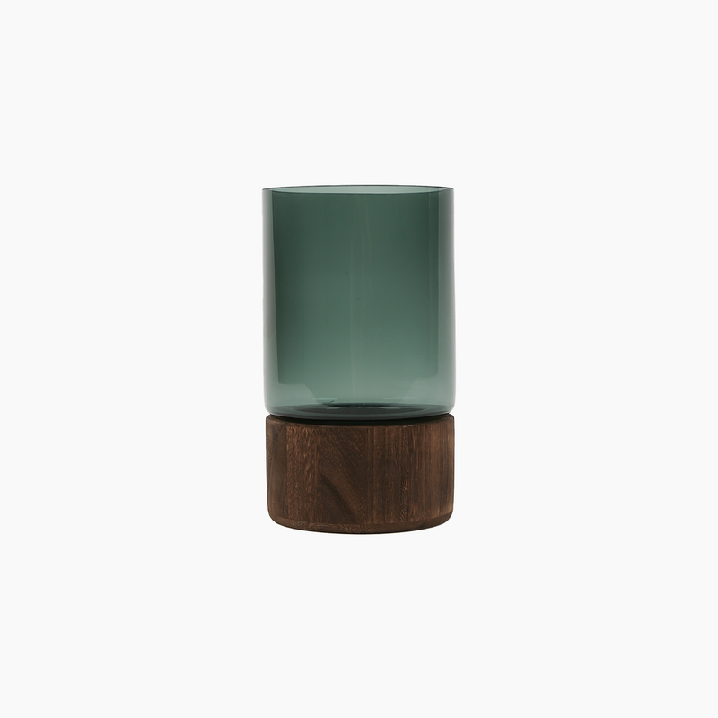 Wooden Stand Vase, Dark Green, XL, 14x23cm