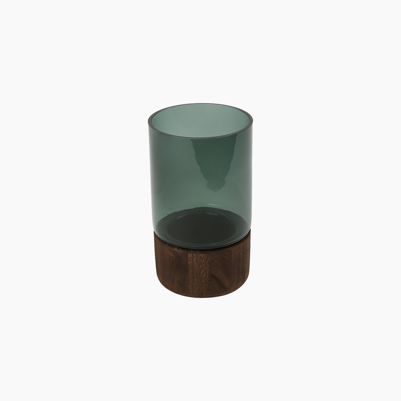 Wooden Stand Vase, Dark Green, XL, 14x23cm
