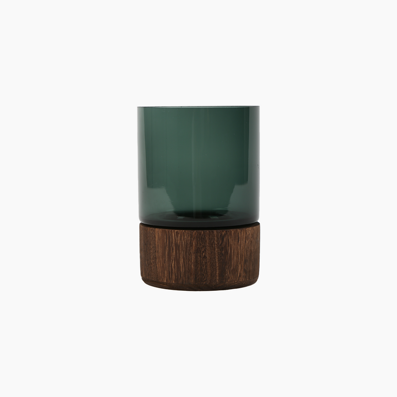Wooden Stand Vase, Dark Green, M, 12x17cm