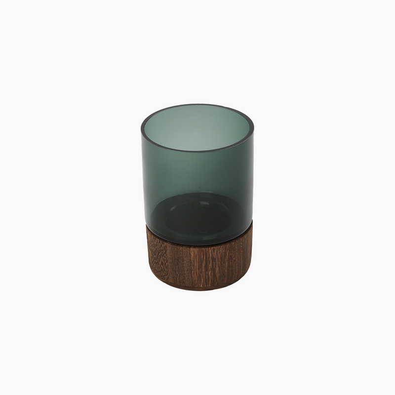 Wooden Stand Vase, Dark Green, M, 12x17cm