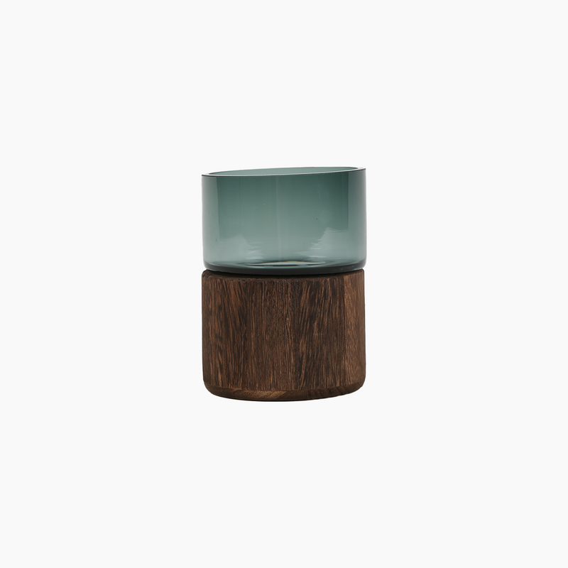 Wooden Stand Vase, Dark Green, Size: 10x13cm