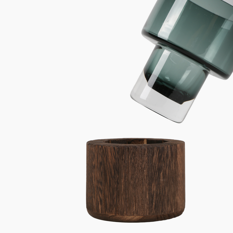 Wooden Stand Vase, Dark Green, Size: 10x13cm