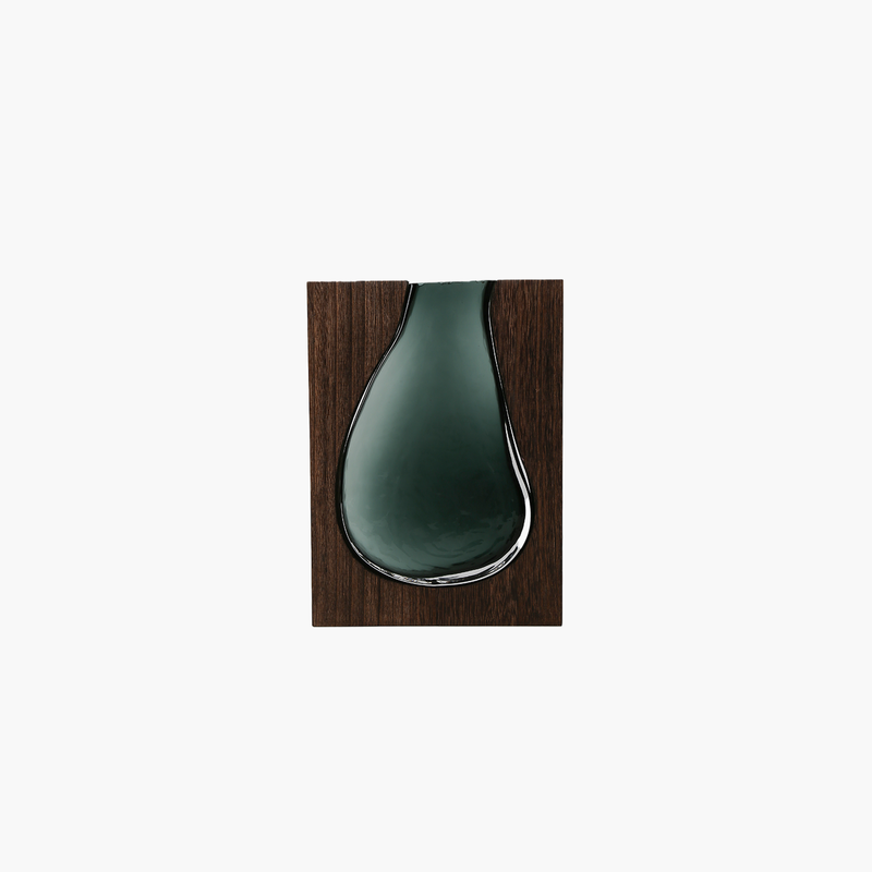 Ahşap&Cam Vazo Koyu Yeşil 5X17.5X24cm