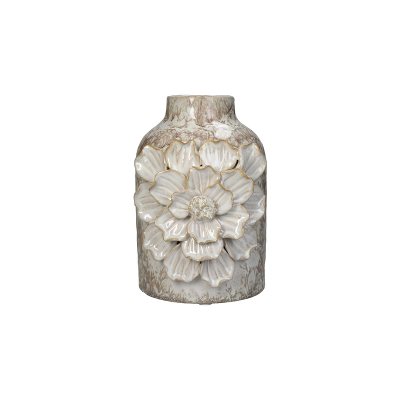 Floral Detailed Ceramic Vase A 14x13x18.5cm