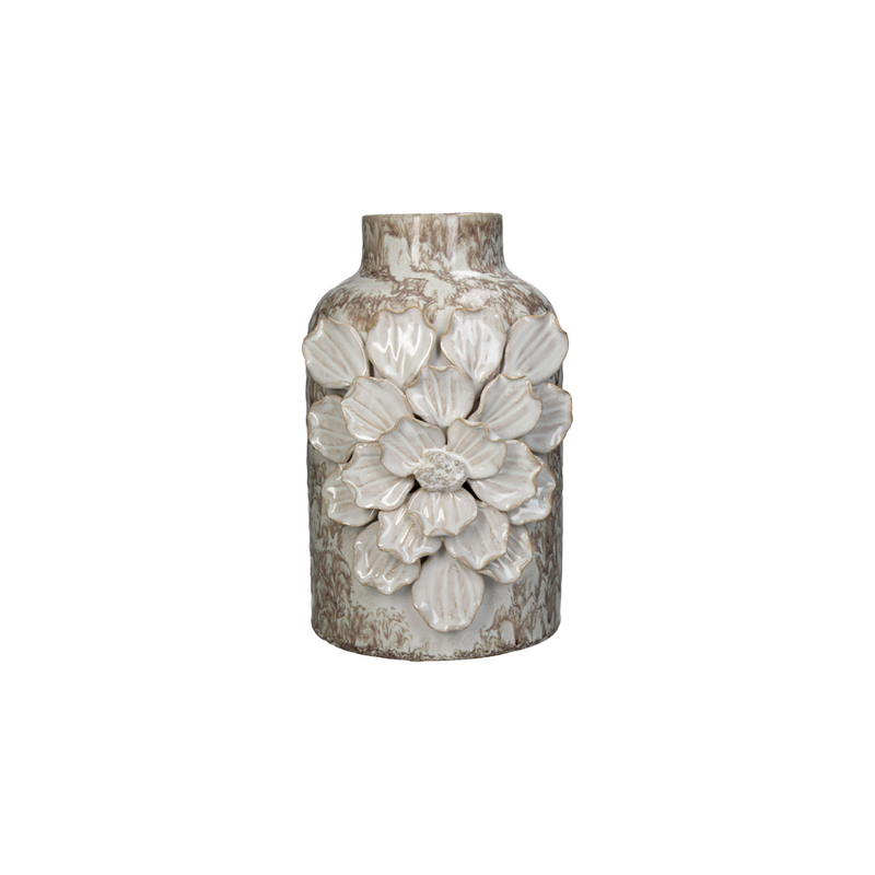 Ceramic Vase with Floral Details B 15.5x14.5x23cm