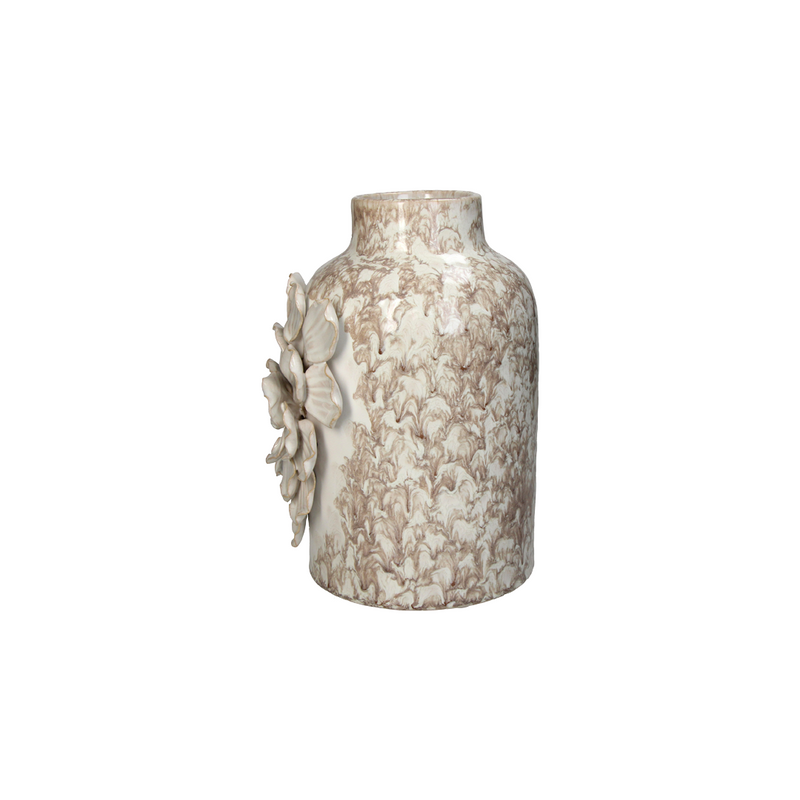 Ceramic Vase with Floral Details B 15.5x14.5x23cm