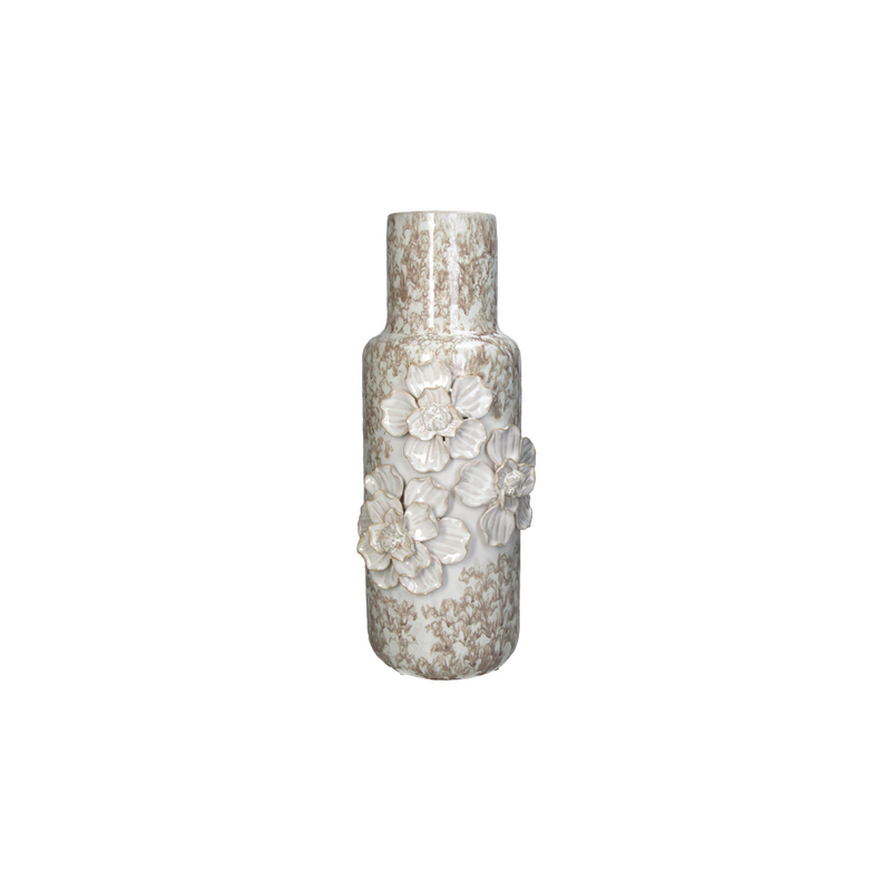 Flower Detailed Ceramic Vase C 16.5x15.5x39cm