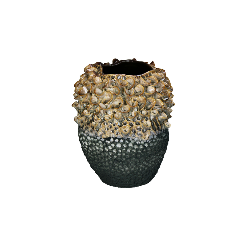 Seashell Detailed Grey Ceramic Vase A 26x24.5x31cm
