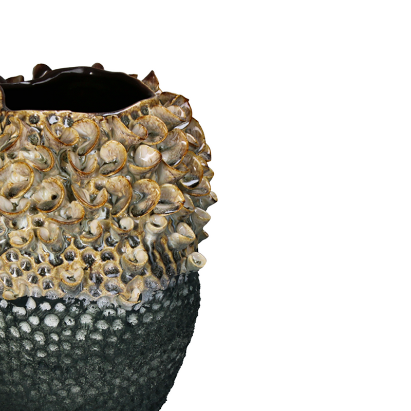Seashell Detailed Grey Ceramic Vase A 26x24.5x31cm