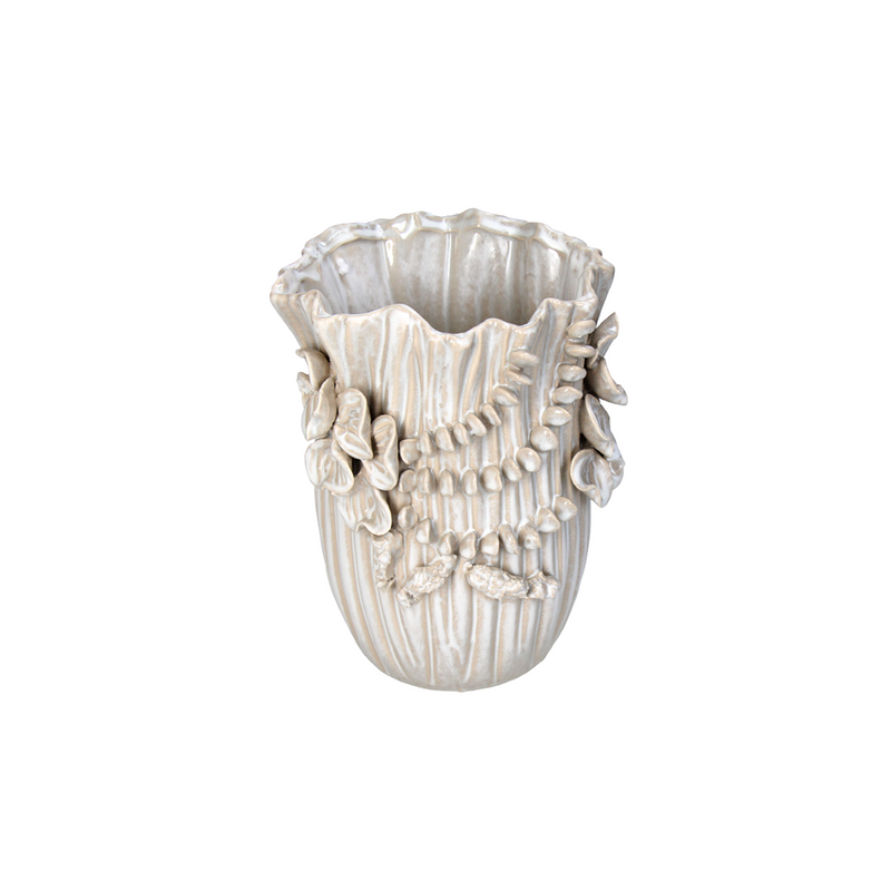 Elegant White Ceramic Vase A 16.5x16x21.5cm