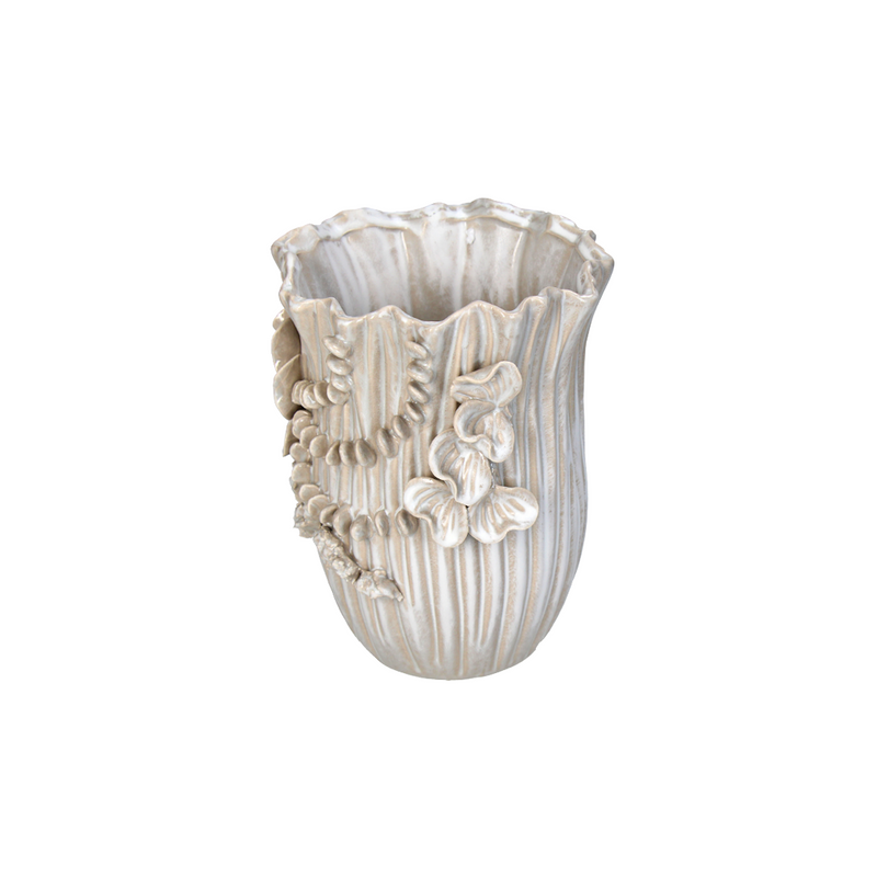 Elegant White Ceramic Vase A 16.5x16x21.5cm
