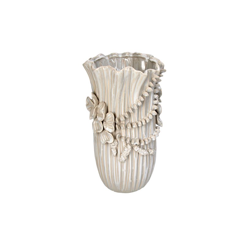 Elegant White Ceramic Vase B 17x16.5x30.5cm
