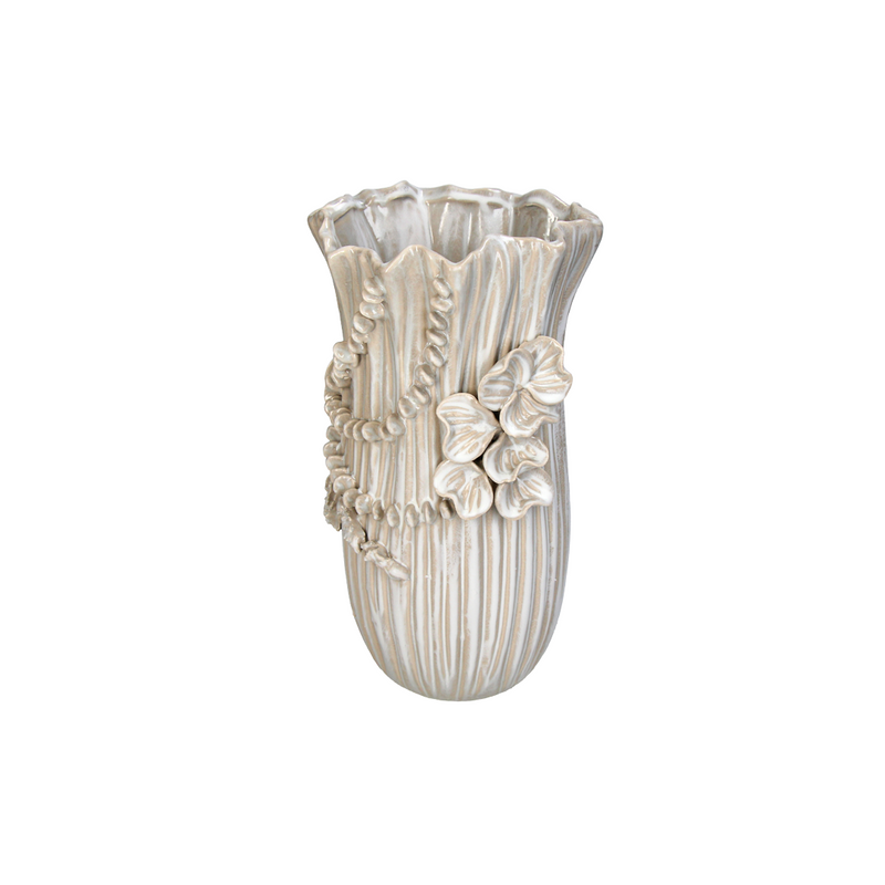 Elegant White Ceramic Vase B 17x16.5x30.5cm