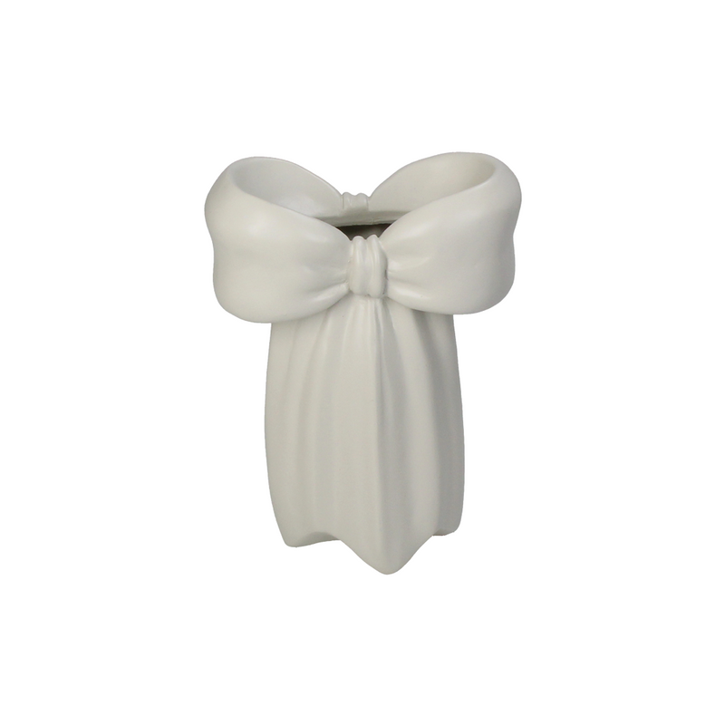 Ribbon Detailed Ivory Vase 7x14x19cm
