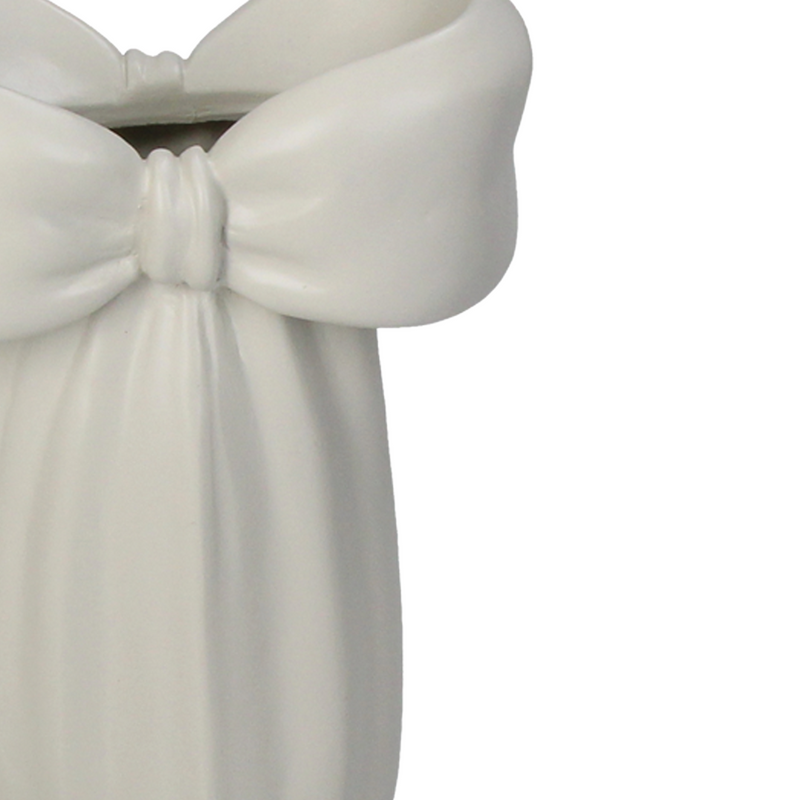 Ribbon Detailed Ivory Vase 7x14x19cm
