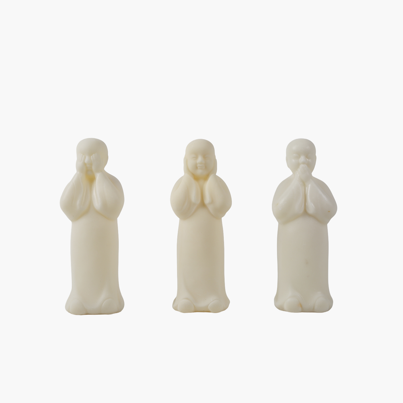 Triple Monk Decor, White, 9x7.5x25cm
