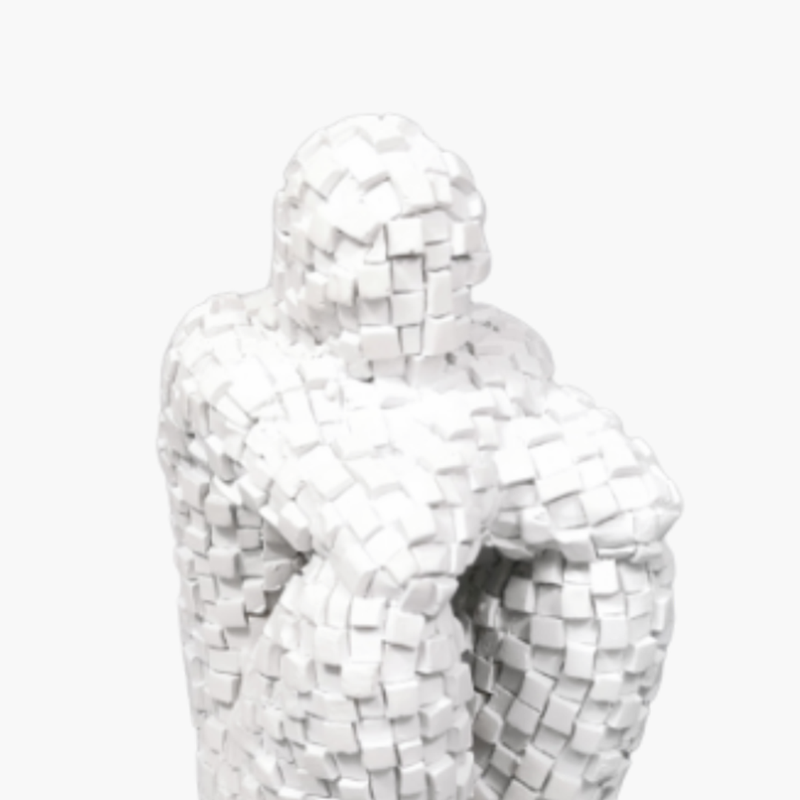 Düşünen İnsan Figür Obje Beyaz 13X9X21cm