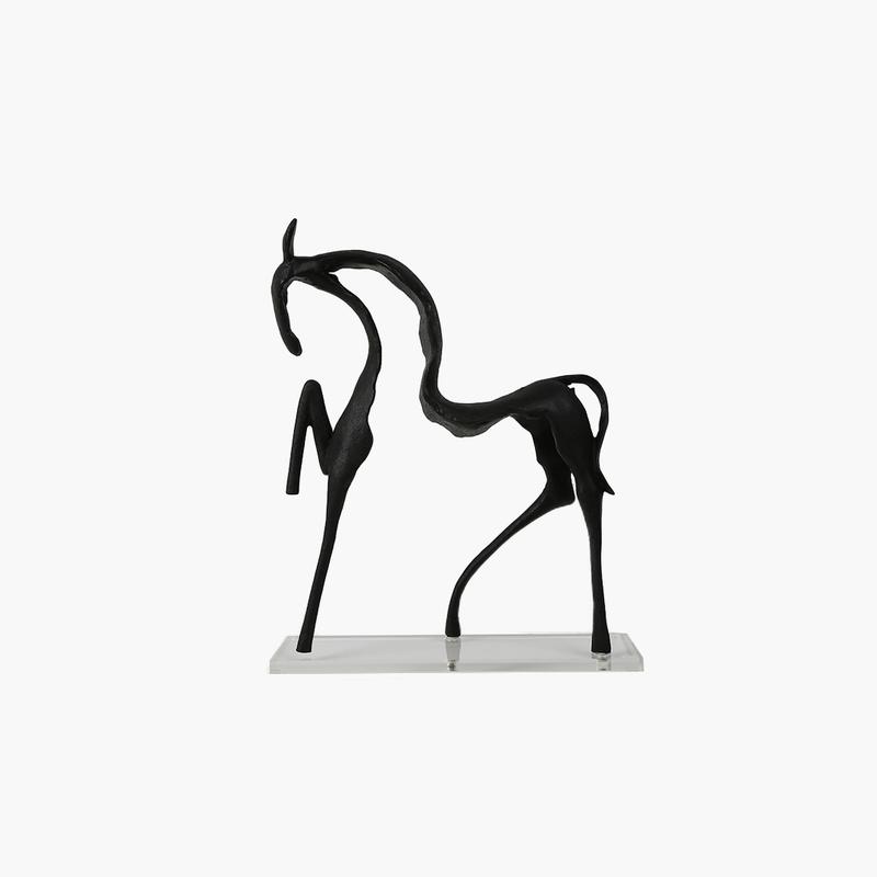 Standlı At Obje Dekor Siyah 29X9X35cm