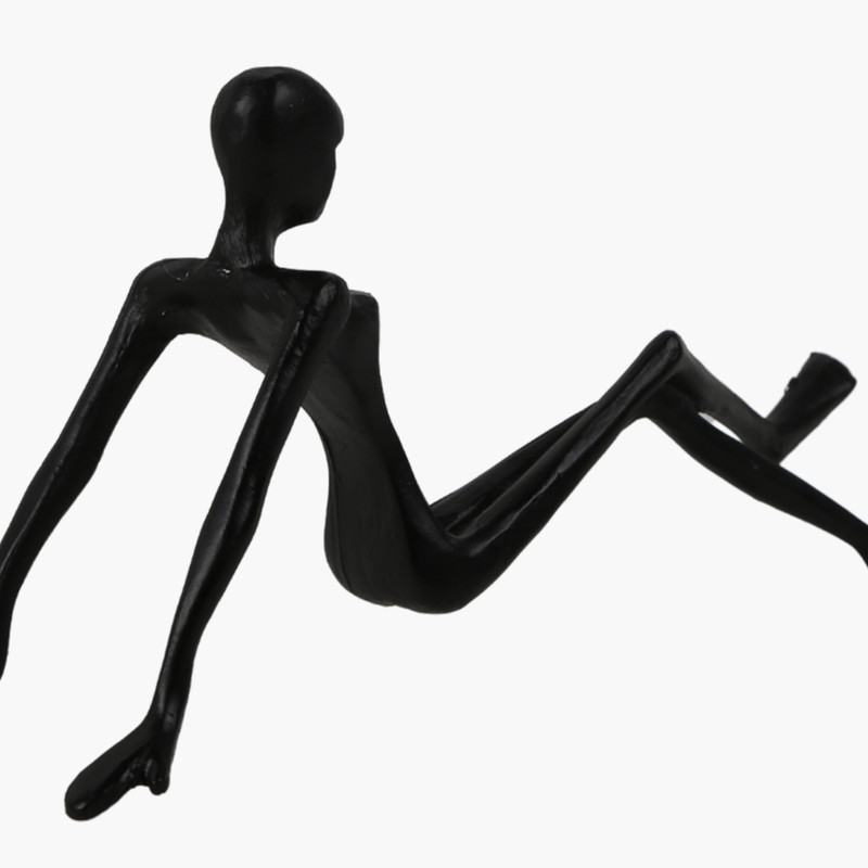 Oturan Kadın Figür Obje Siyah 24X6X9cm