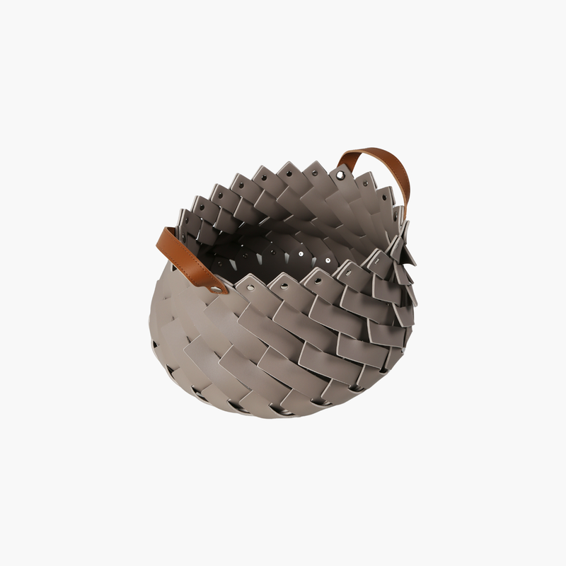 Deri Kulplu Storage Sütbeyaz L 40X27cm