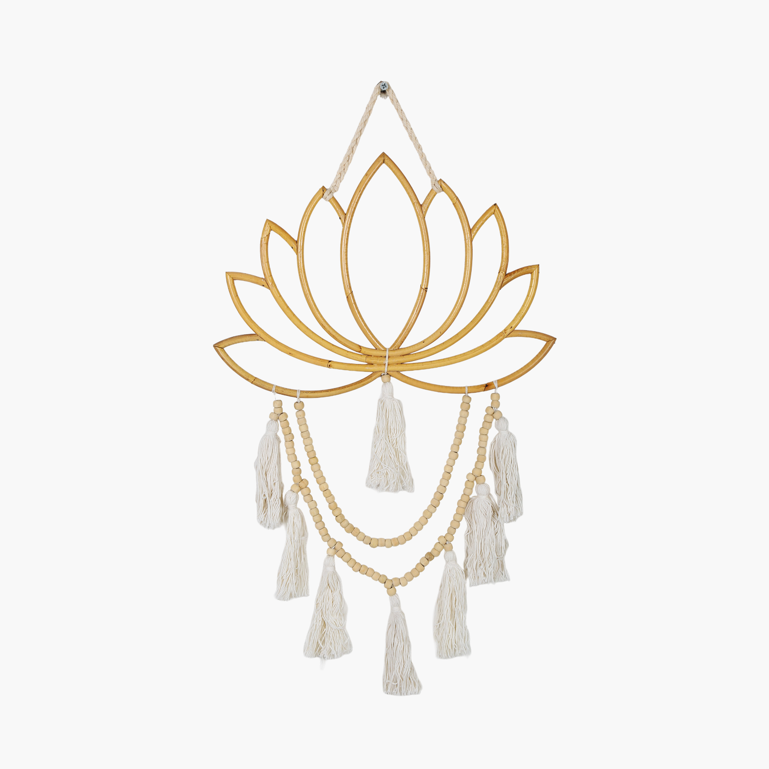 Rattan Makrome Lotus Duvar Dekor