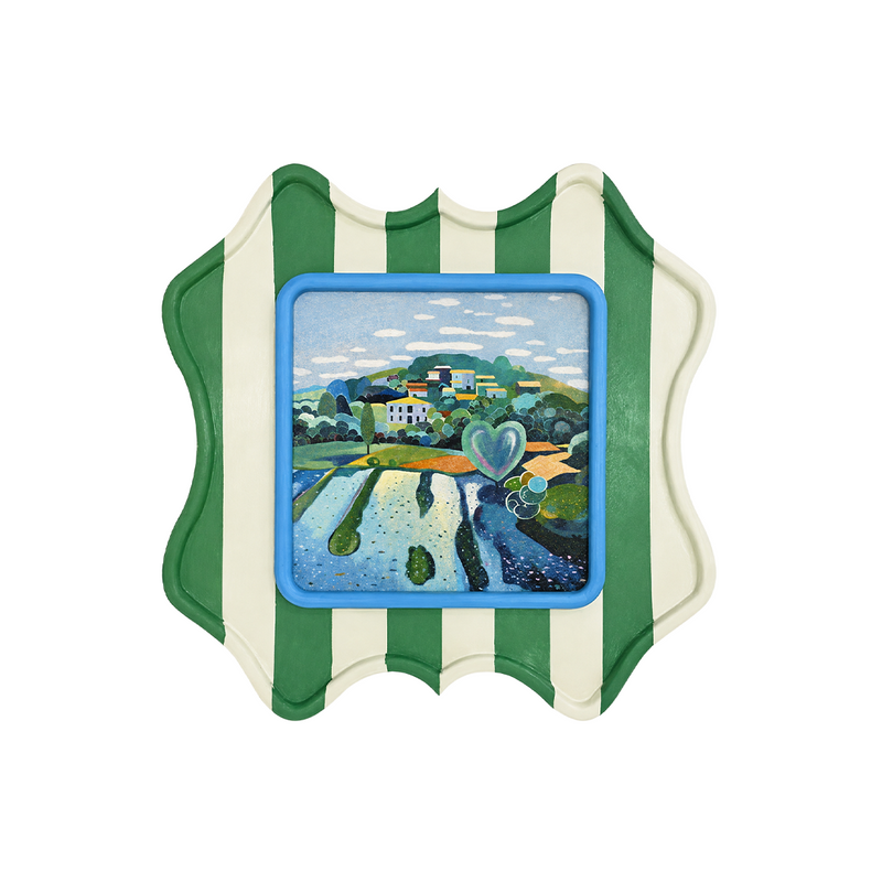 Joy Green Stripe Tablo 50x50cm