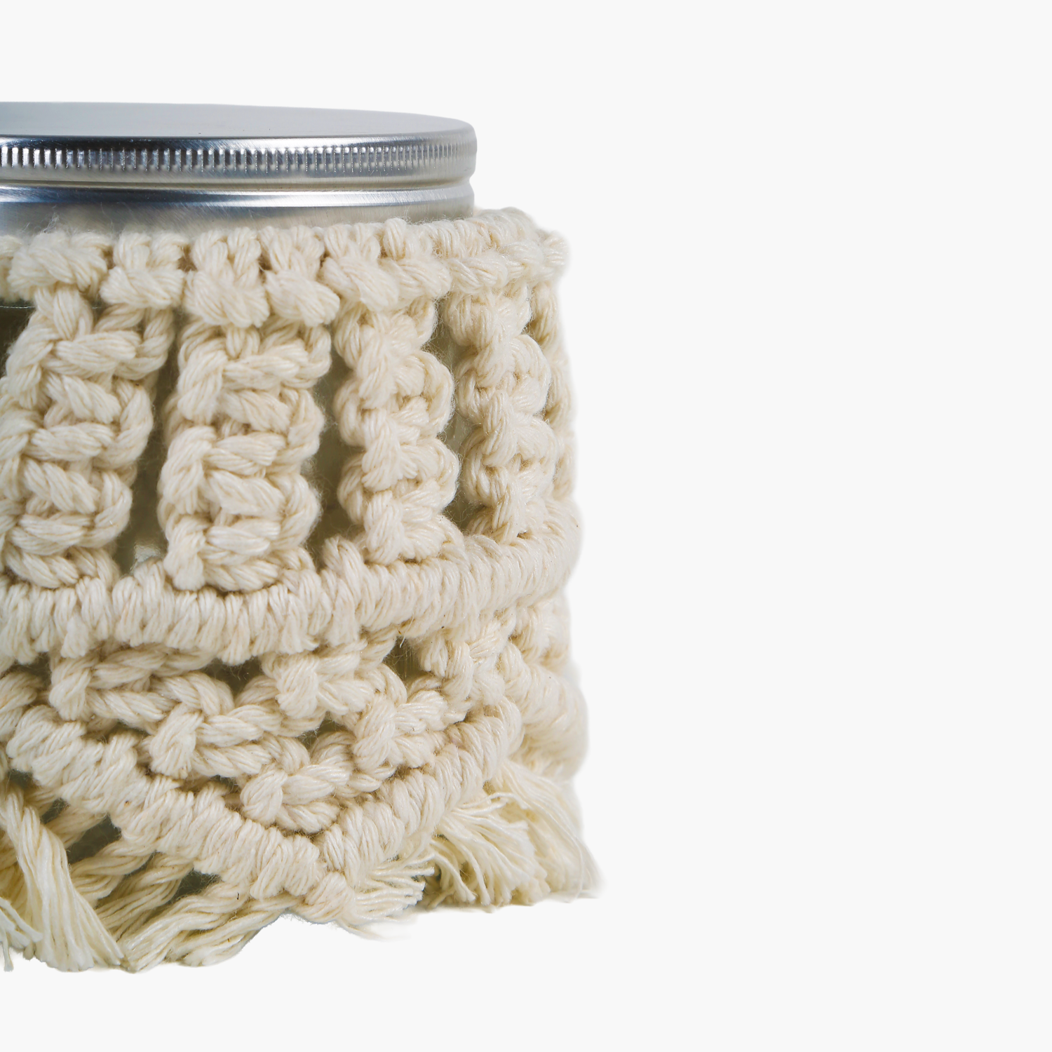 Macrame Candle Holder with Glass Top