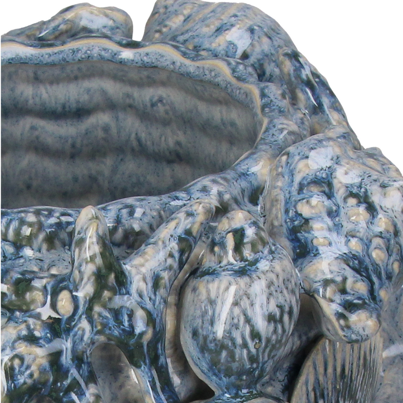 Blue Pot with Seashell Detail 26.5x26x16cm