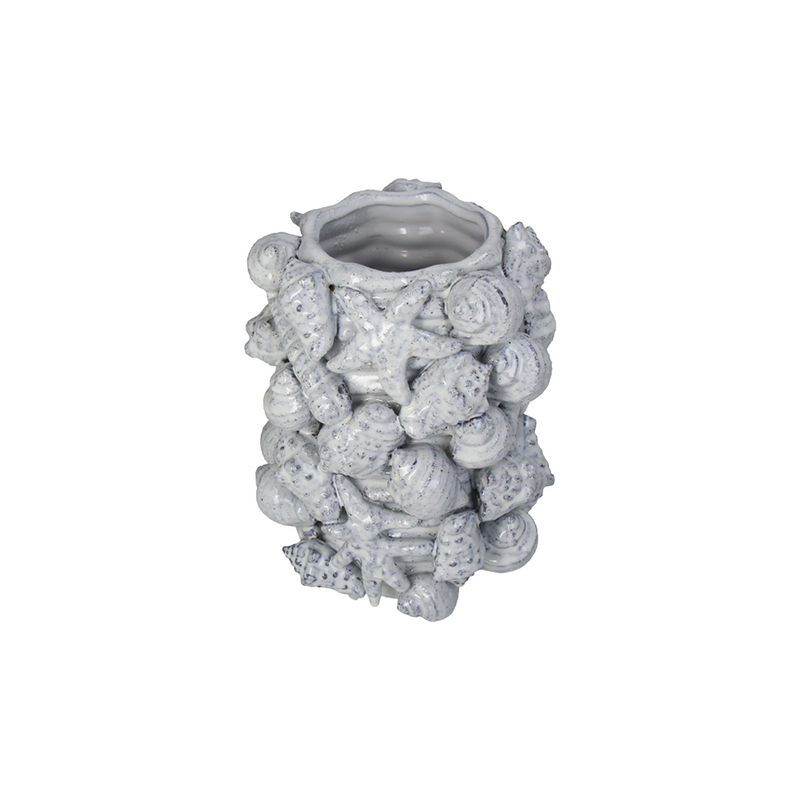 Gray Pot with Seashell Detail 26.5x26x16cm