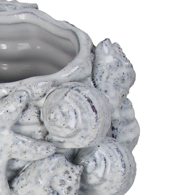 Gray Pot with Seashell Detail 26.5x26x16cm