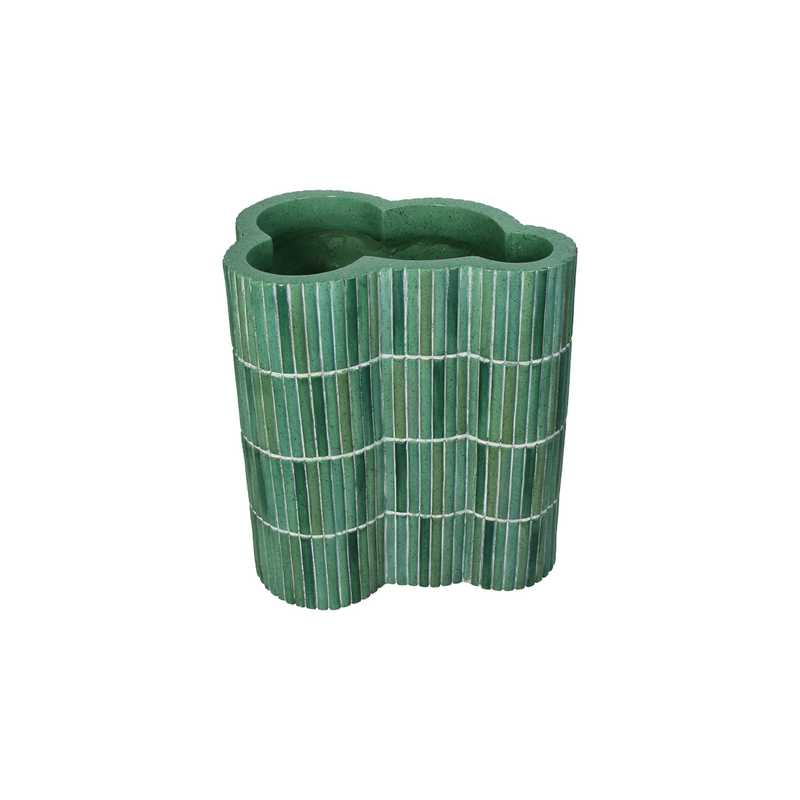 Bamboo Look Green Planter A 20.8x16x23.3cm