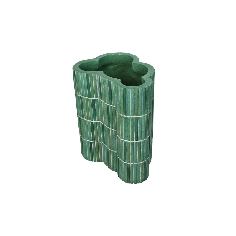 Bamboo Look Green Planter A 20.8x16x23.3cm