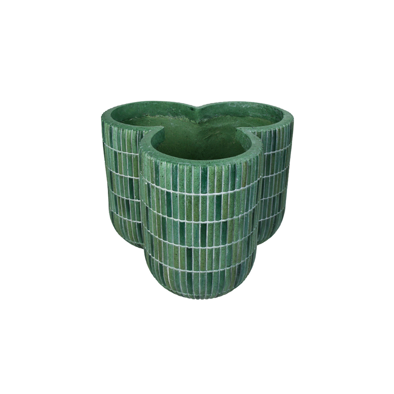 Green Bamboo Look Planter B 26.7x27x21.2cm