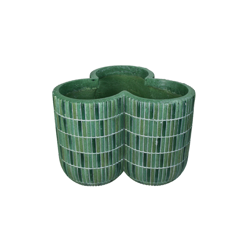 Green Bamboo Look Planter B 26.7x27x21.2cm