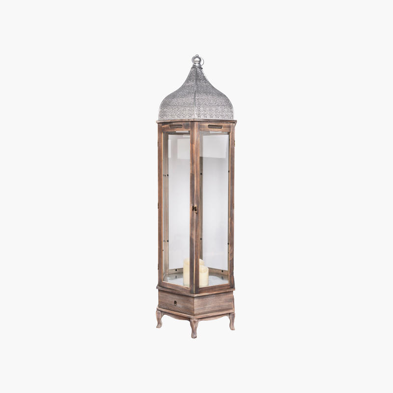 Alaaddin Ahşap Metal Kubbeli Fener  55,5x47x165cm