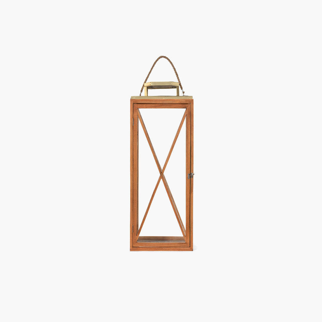 Bodrum Ahşap Metal Detaylı Fener 30x30x81cm