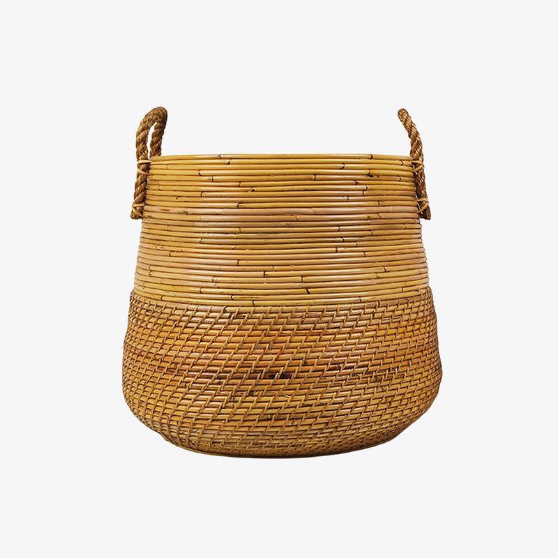 Gray Rattan Basket with Garlo Handles