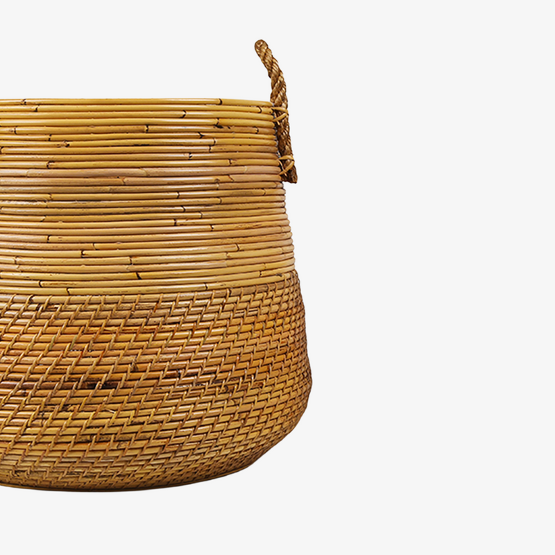 Gray Rattan Basket with Garlo Handles